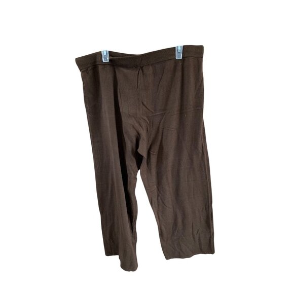 New Cashmere Blend Wide Leg Womens Size XXL Brown Sweater Pants Tie Waist Lounge - Picture 3 of 4